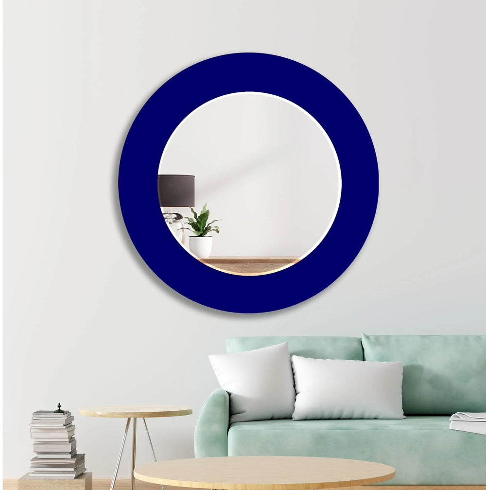 Solid Colors Round Wall Mirror Blue Mirror