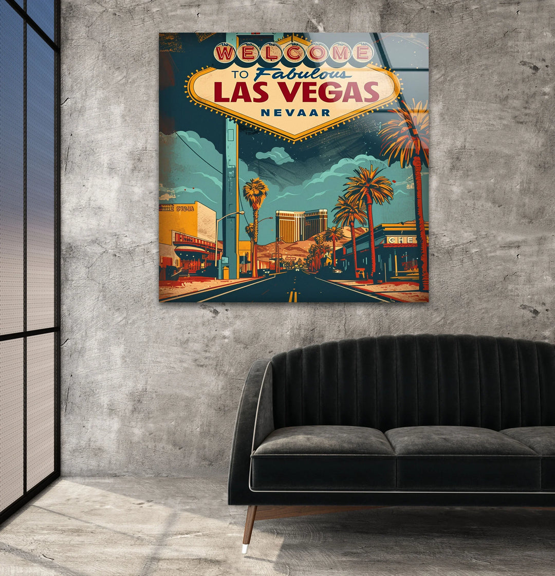 Las Vegas Poster Glass Wall Art large glass photo prints, glass wall photos