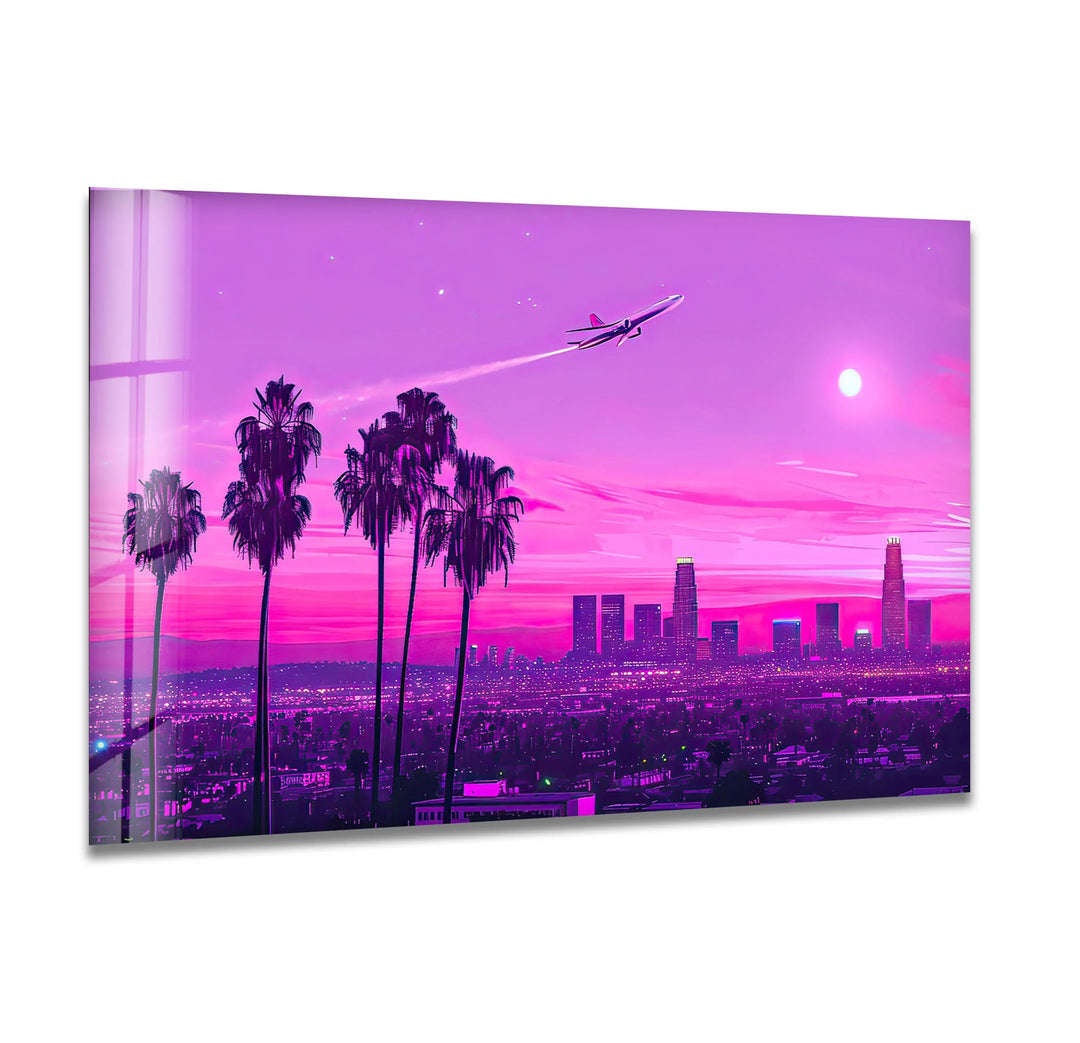 Las Vegas Pink Sunset Landscape Glass Wall Art glass image printing, glass prints from photos