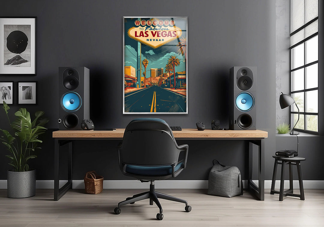 Las Vegas Poster Glass Wall Art print on glass, glass printed photos