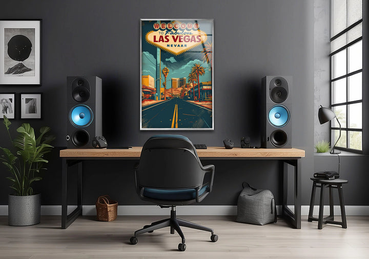 Las Vegas Poster Glass Wall Art print on glass, glass printed photos
