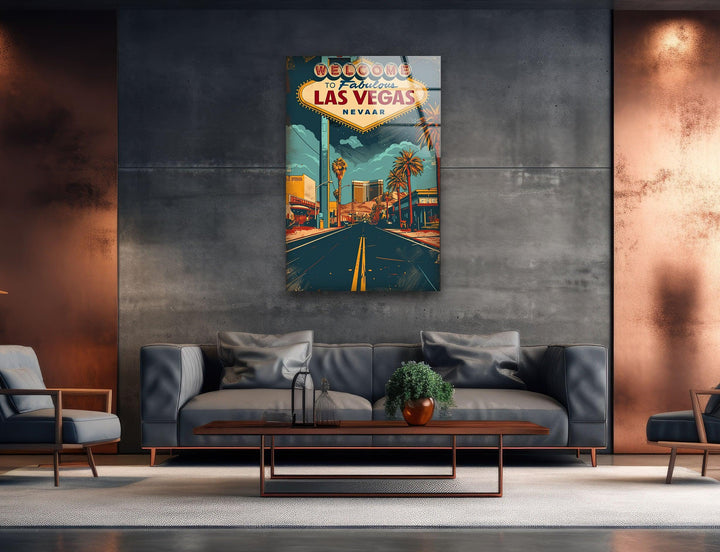 Las Vegas Poster Glass Wall Art print picture on glass, Tempered Glass Wall Art