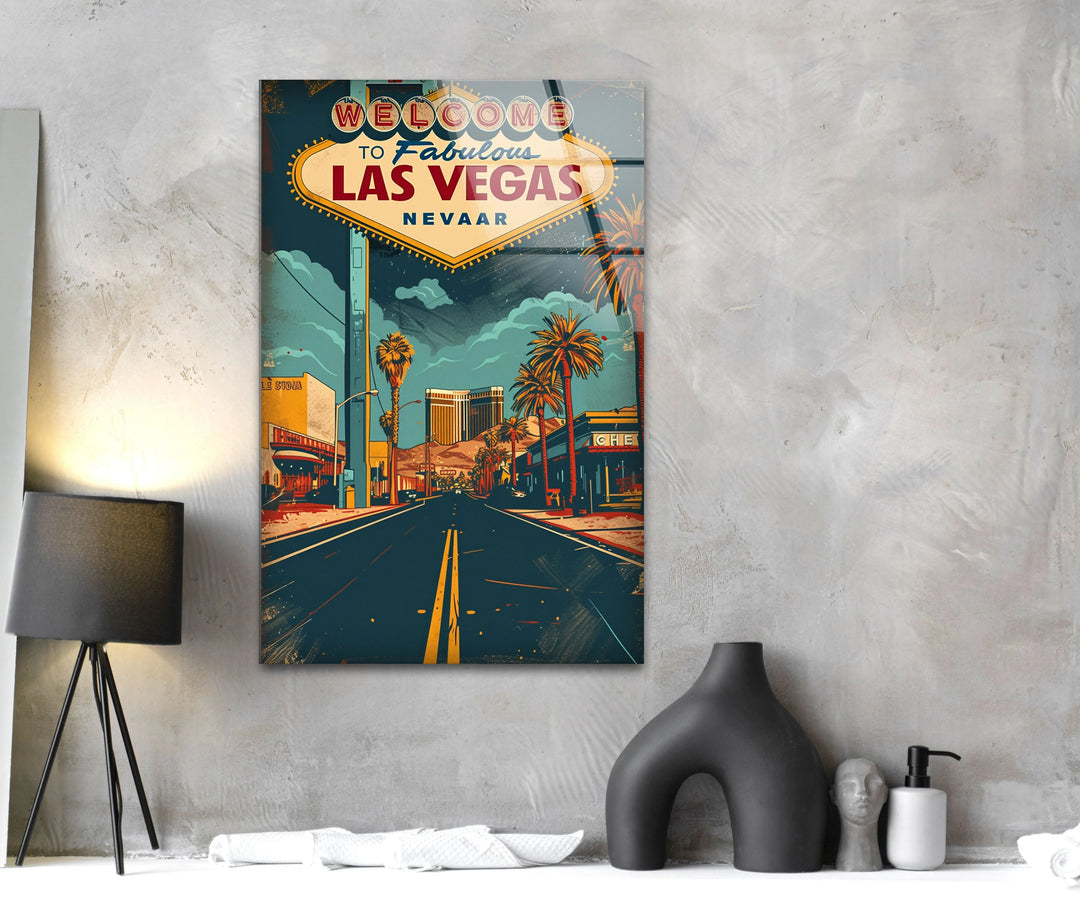 Las Vegas Poster Glass Wall Art glass wall decor, glass wall art decor