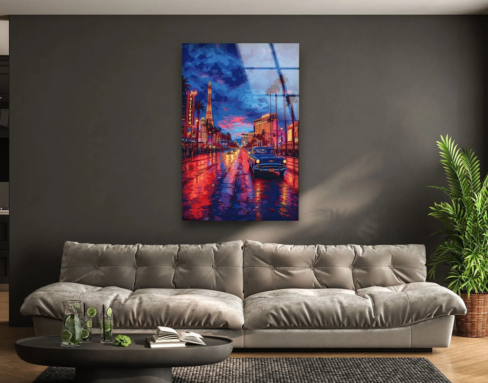 Las Vegas Vintage Glass Wall Art Glass Printing Wall Art, Print photos on glass