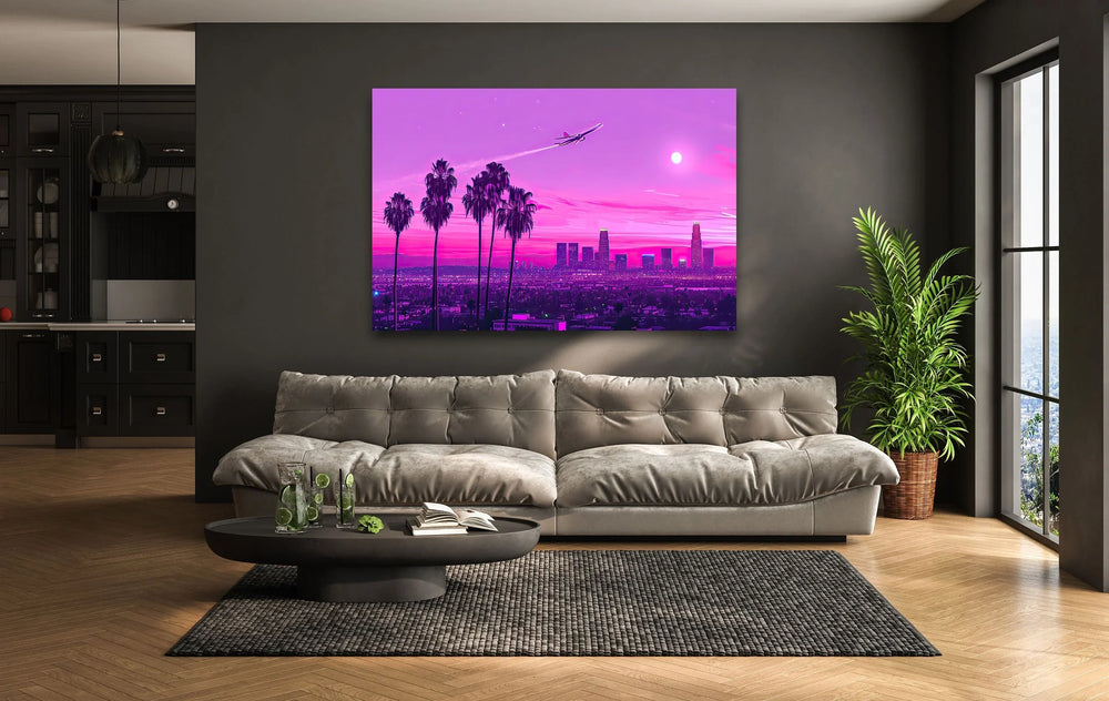 Las Vegas Pink Sunset Landscape Glass Wall Art glass pictures for Wall, glass prints wall art