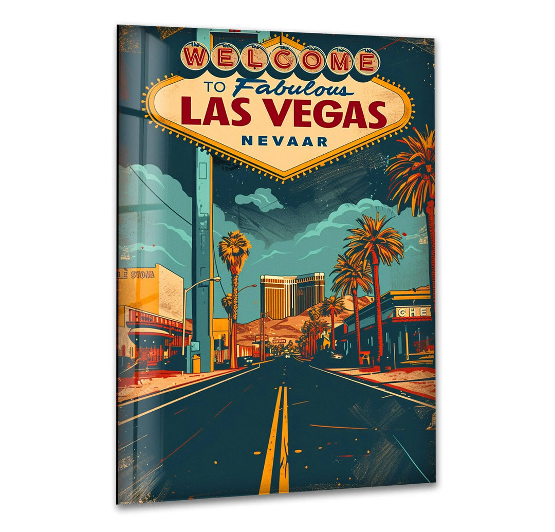 Las Vegas Poster Glass Wall Art custom glass pictures, glass art prints