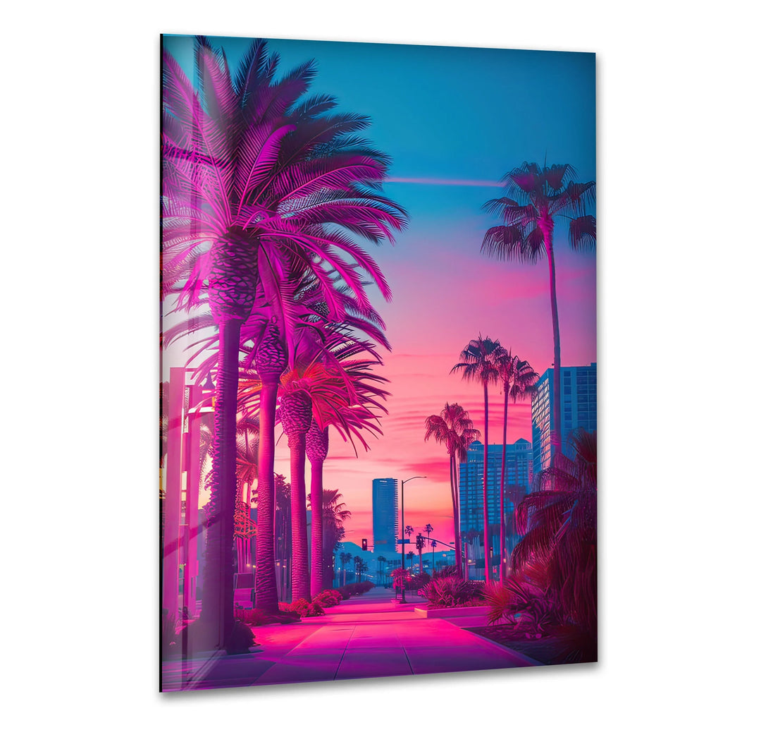 Pink Las Vegas City Landscape Glass Wall Art glass wall decor, glass wall art decor