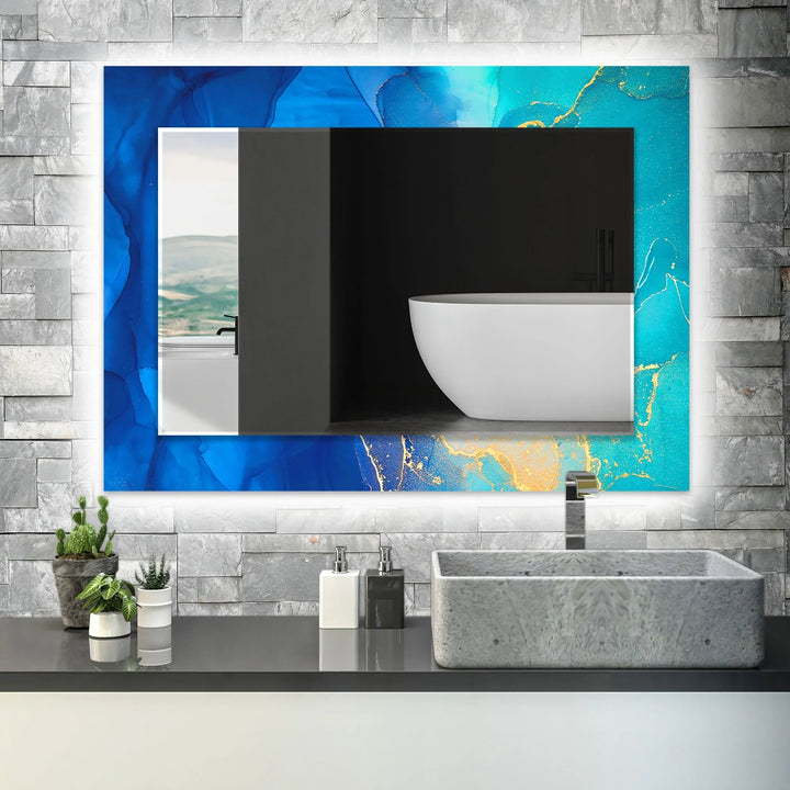 Green & Dark Blue Abstract Wall Mirrors decorative mirrors