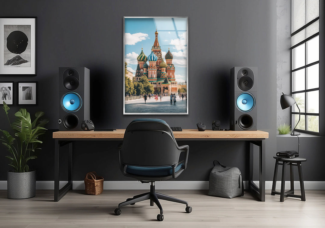 Moscow Saint Basils Glass Wall Art photo print on glass, prints on glass wall art