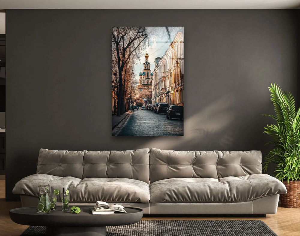 Streets of Moscow Glass Wall Art glass art painting, glass art for the Wall