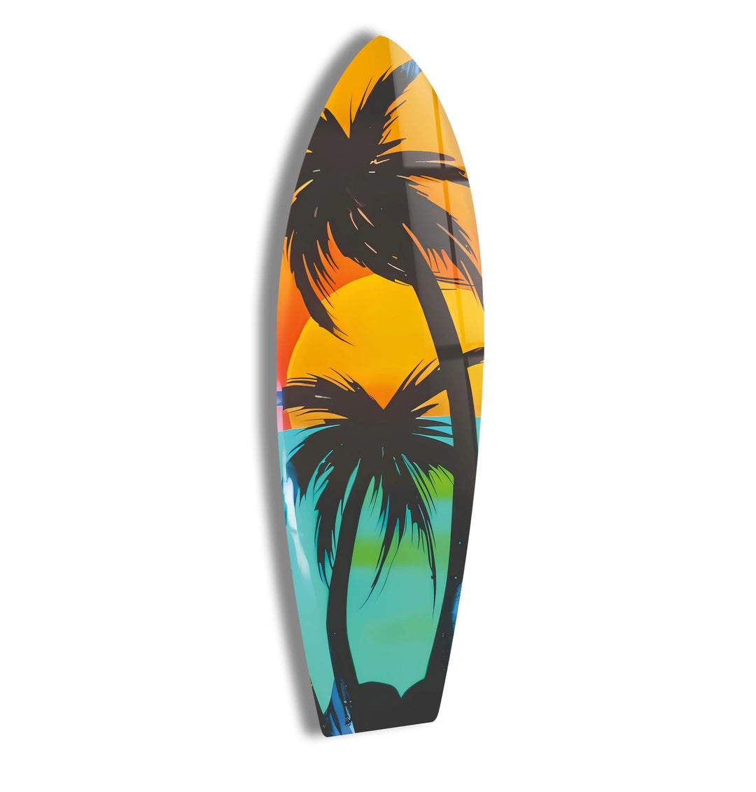 Black Palm Trees Surfboard Wall Art - MyPhotoStation