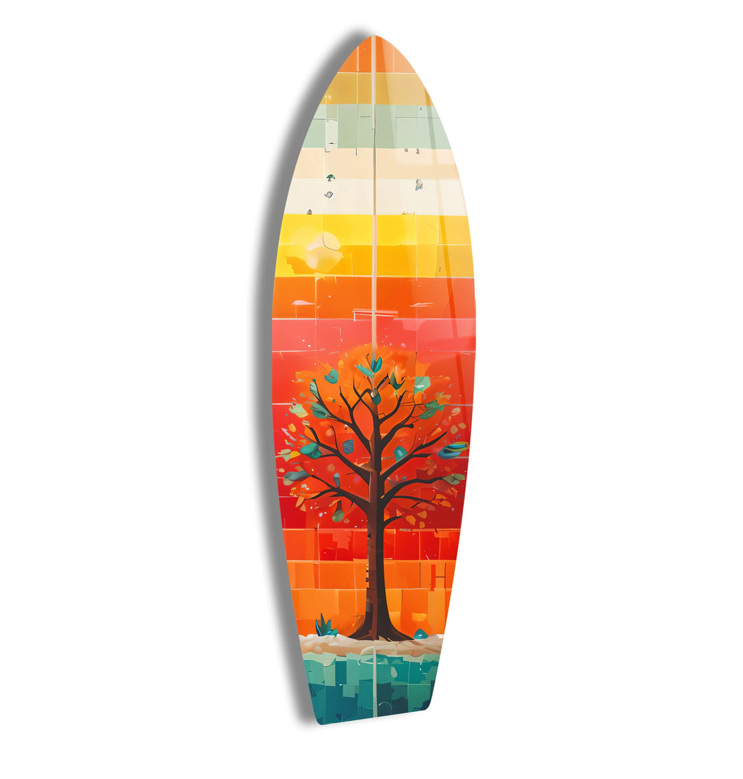Stained Tree Orange Surfboard Wall Art - MyPhotoStation