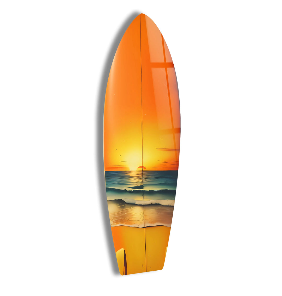 Golden Sunset Surfboard Wall Art – Coastal Beach Decor - MyPhotoStation