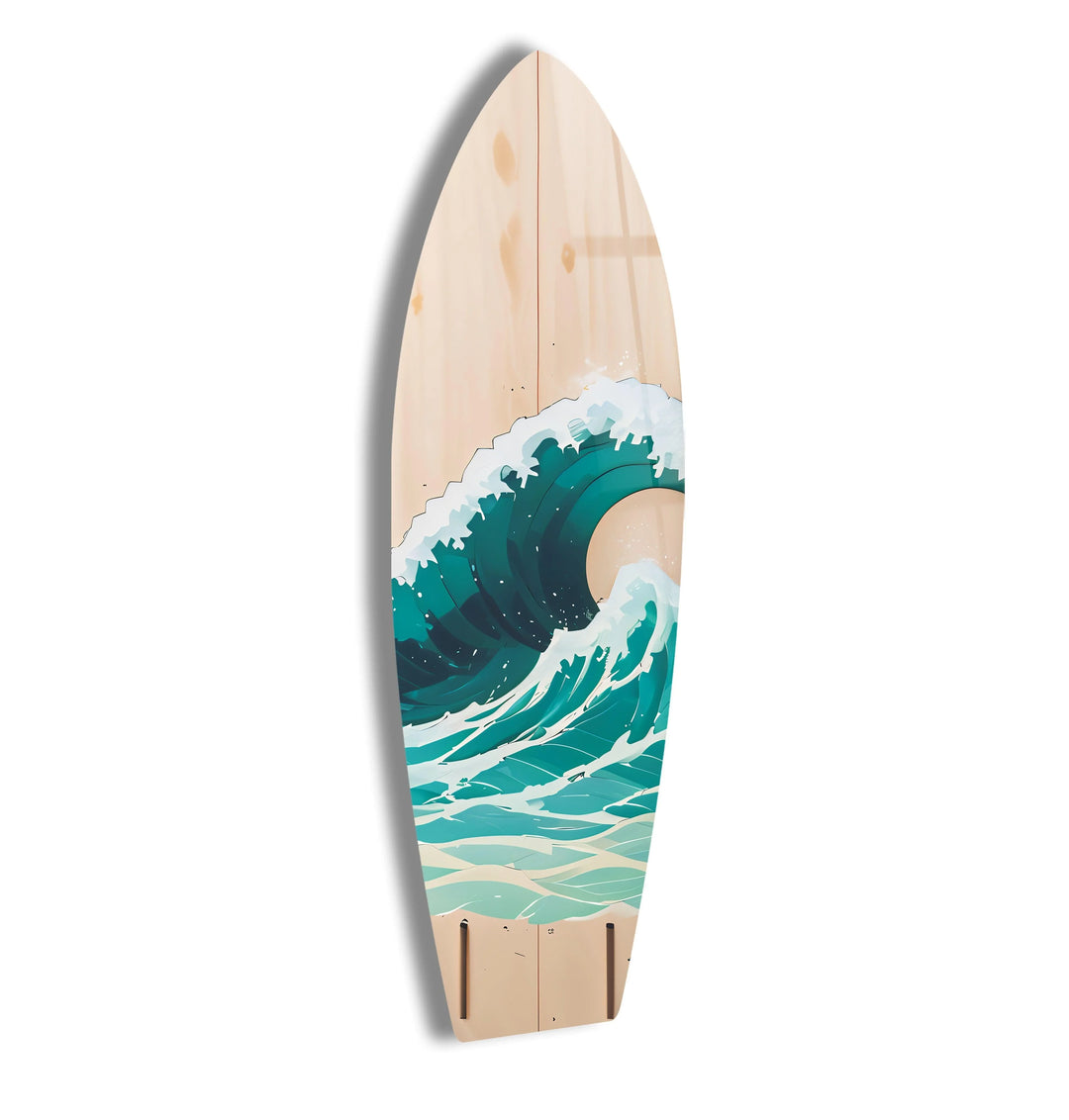 Beige & Ocean Waves Surfboard Wall Art - MyPhotoStation