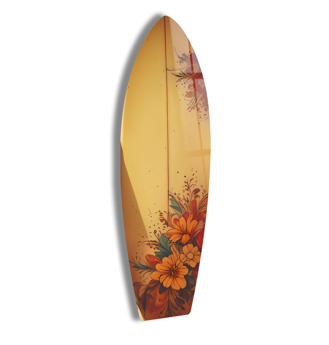 Flower Beige Surfboard Wall Art - MyPhotoStation