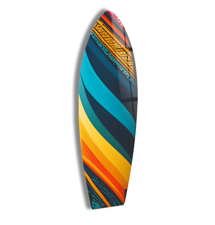 Blue Orange Art Surfboard Wall Art - MyPhotoStation