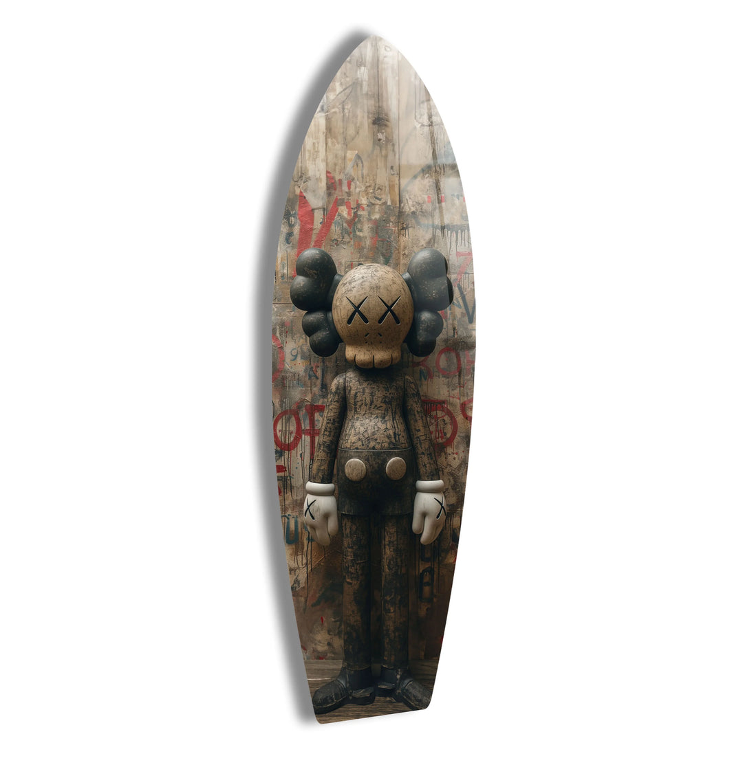 Kaws-Inspired Surfboard Wall Art – Urban Graffiti & Figurine Design - MyPhotoStation