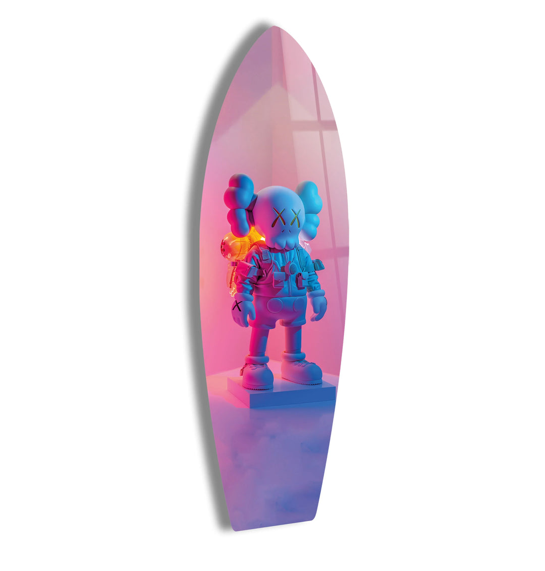 Kaws-Inspired Urban Street Art Surfboard Wall Art – Colorful Figurine Design - MyPhotoStation