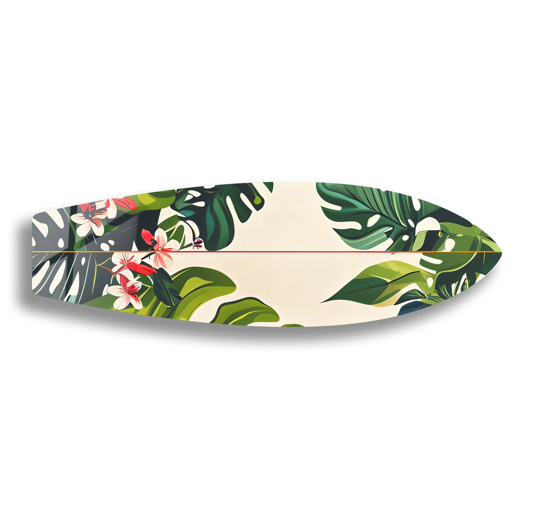 Green Palm Leaf Surfboard Wall Art - MyPhotoStation