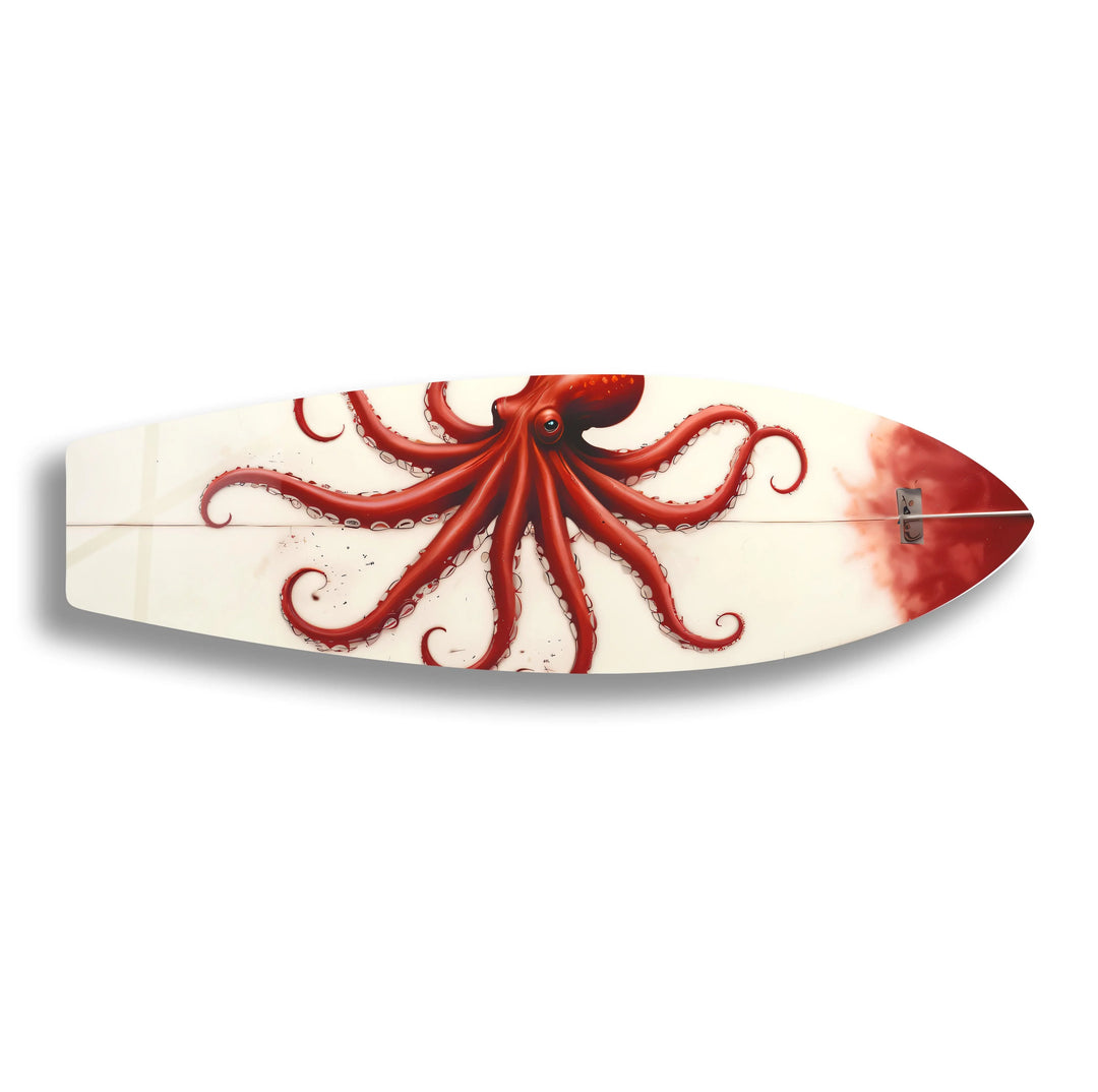 Red Octopus Surfboard Wall Art - MyPhotoStation