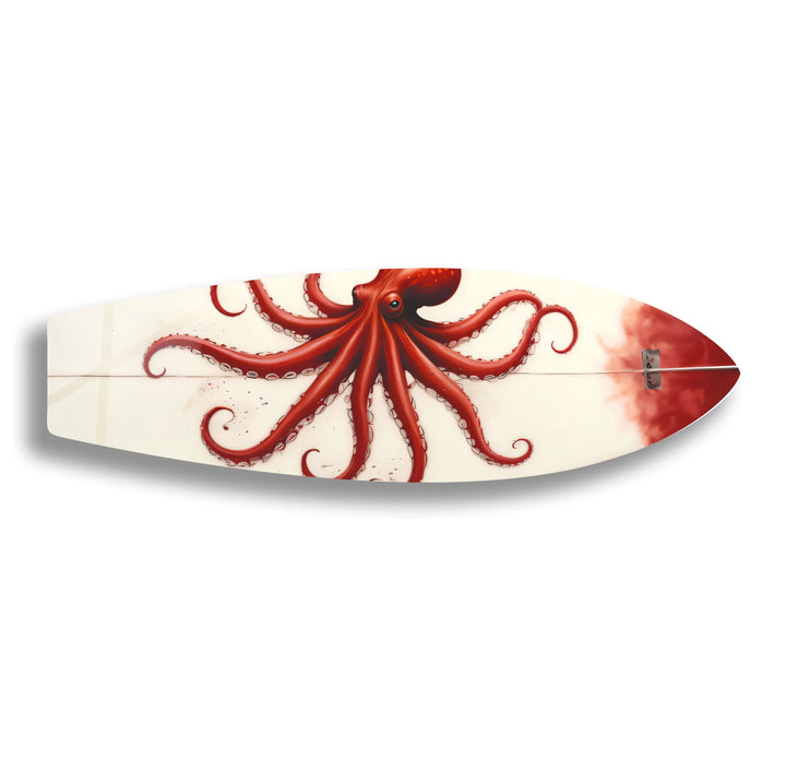 Red Octopus Surfboard Wall Art - MyPhotoStation