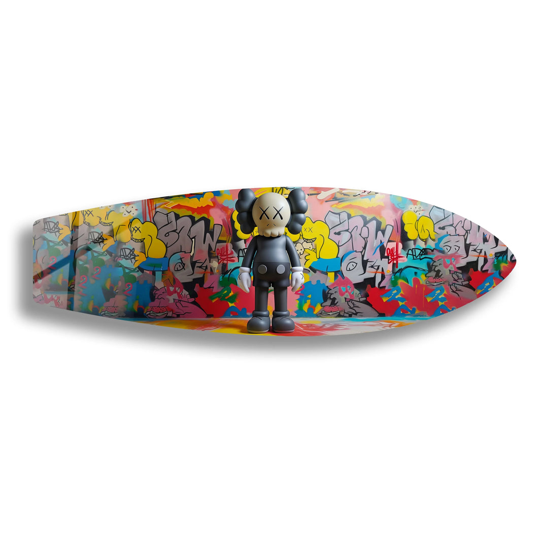 Kaws-Inspired Surfboard Wall Art – Urban Street Art & Colorful Figurine Design - MyPhotoStation