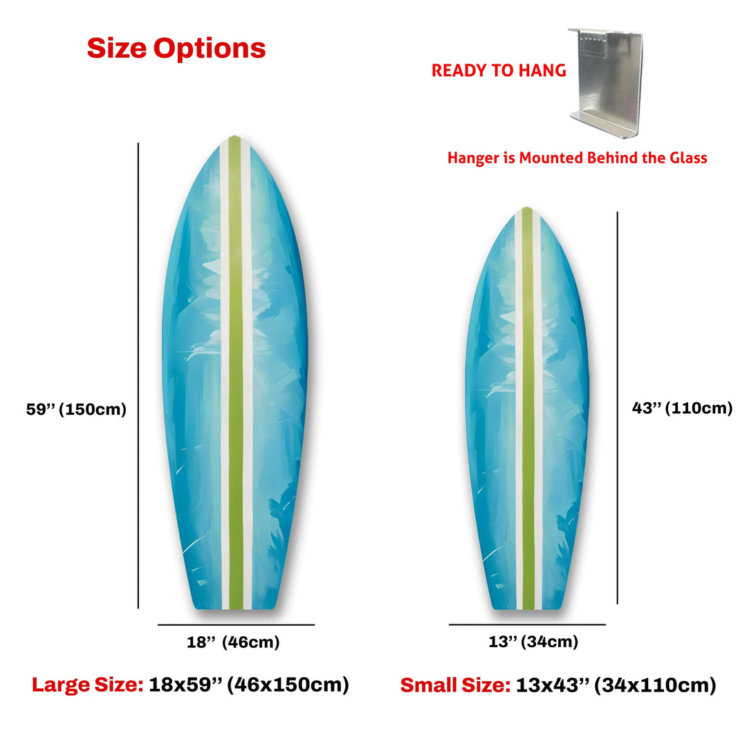 Blue Green Line Surfboard Wall Art - MyPhotoStation