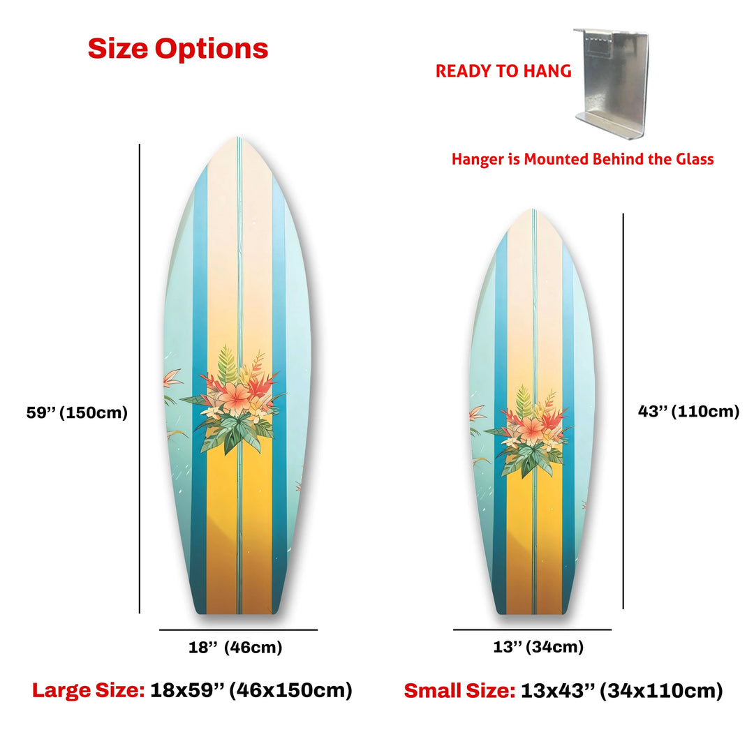 Blue Brown Flower Design Surfboard Wall Art - MyPhotoStation