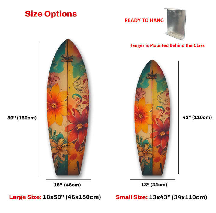 Red & Blue Flowers Surfboard Wall Art - MyPhotoStation