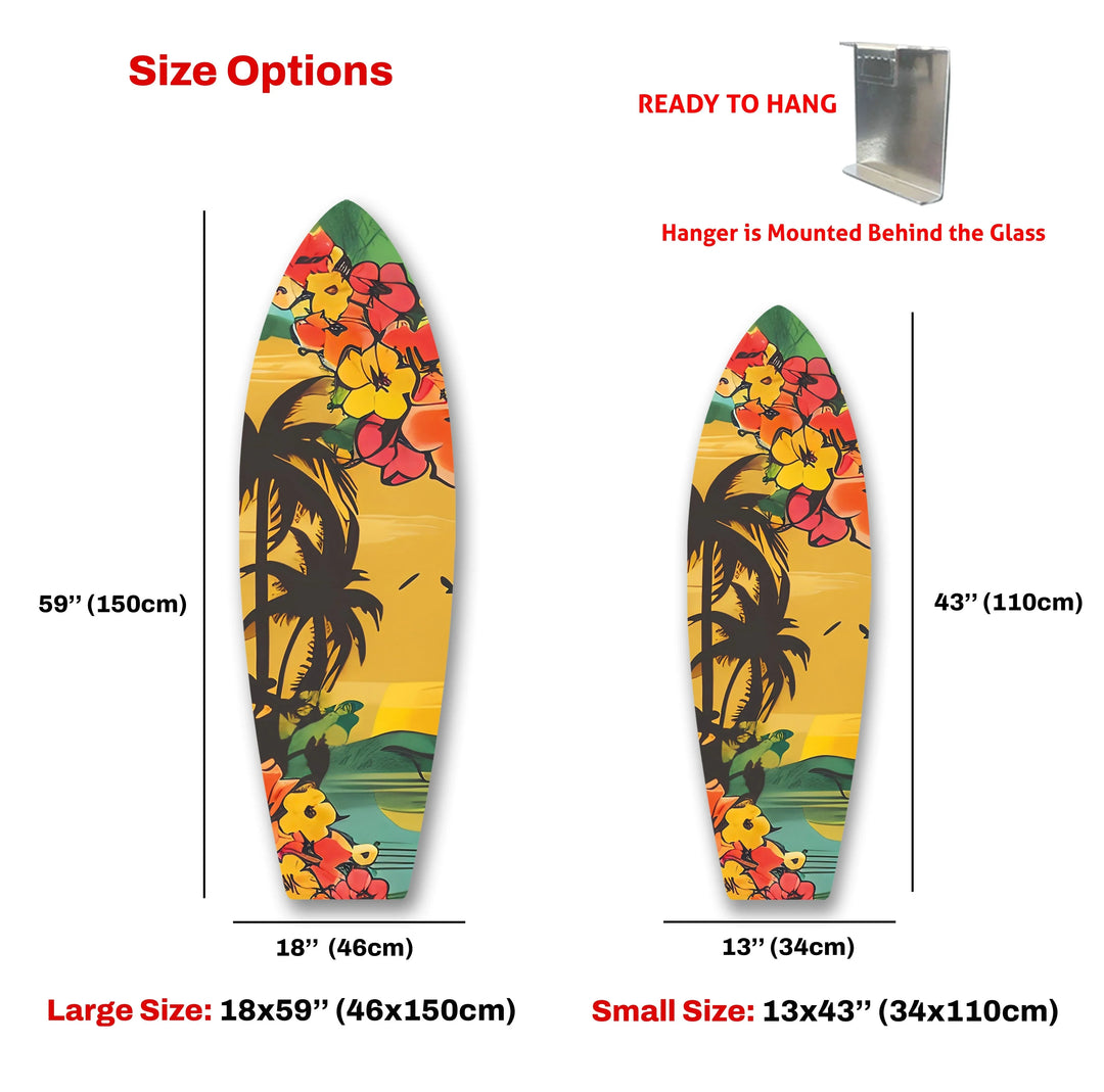 Palm Trees & Flowers Surfboard Wall Art - MyPhotoStation