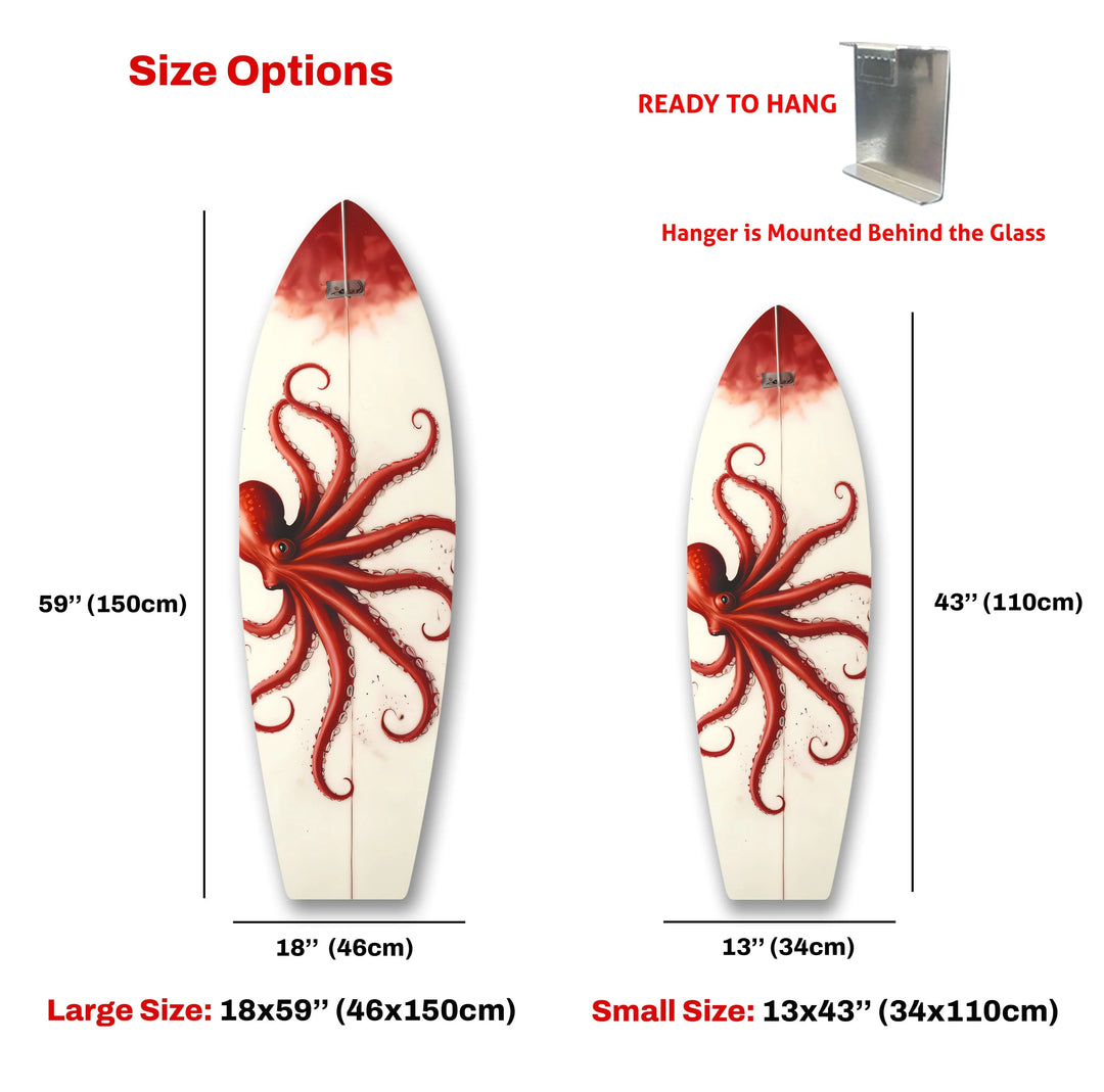 Red Octopus Surfboard Wall Art - MyPhotoStation