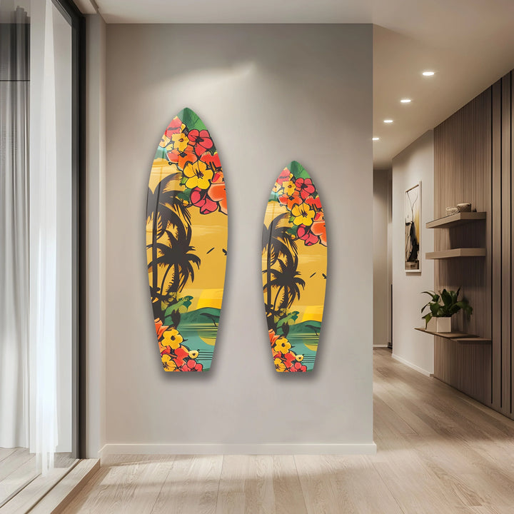 Palm Trees & Flowers Surfboard Wall Art - MyPhotoStation