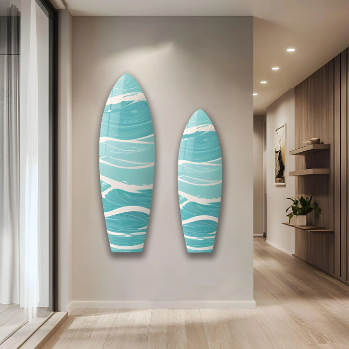 Blue Sea Wave Surfboard Wall Art - MyPhotoStation