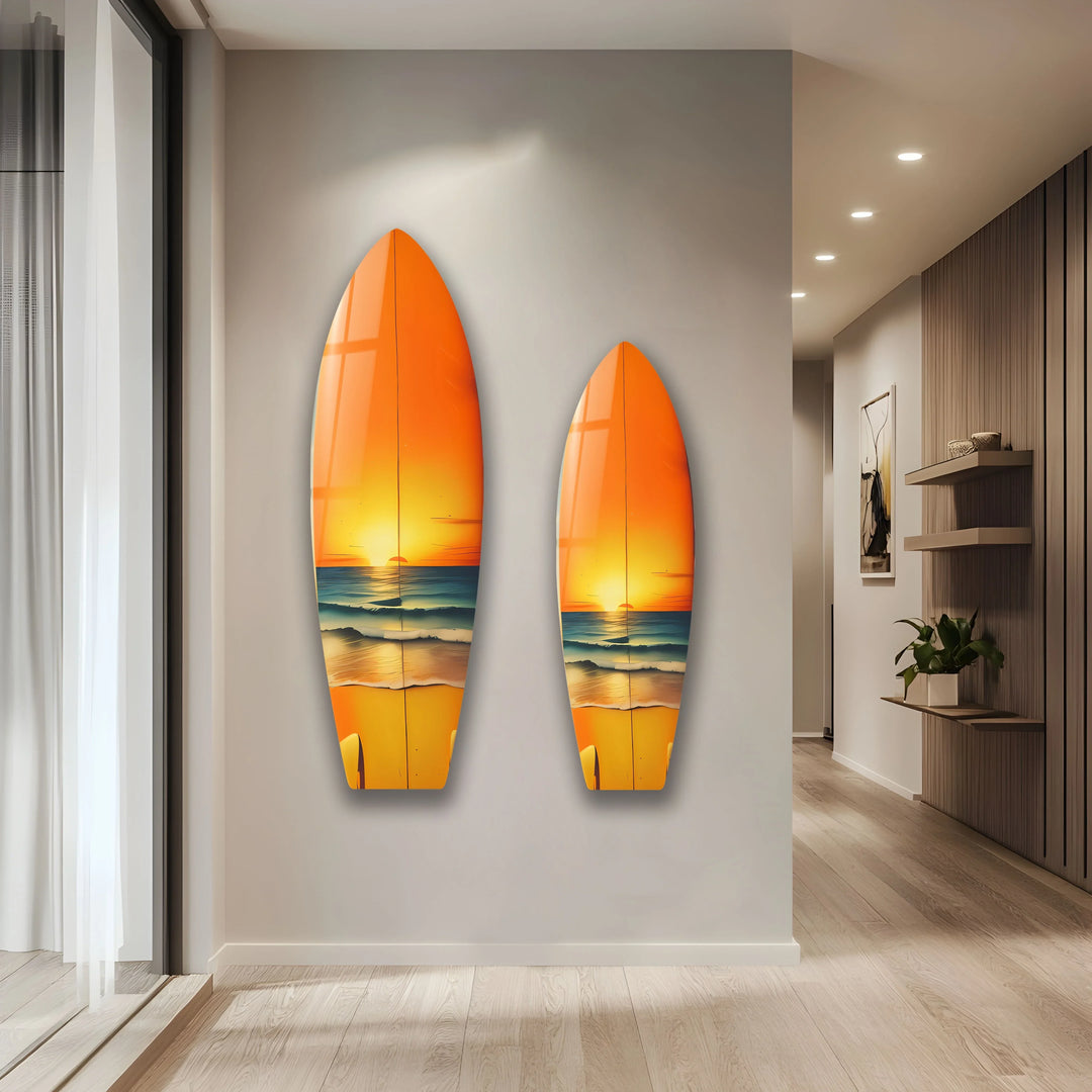 Golden Sunset Surfboard Wall Art – Coastal Beach Decor - MyPhotoStation