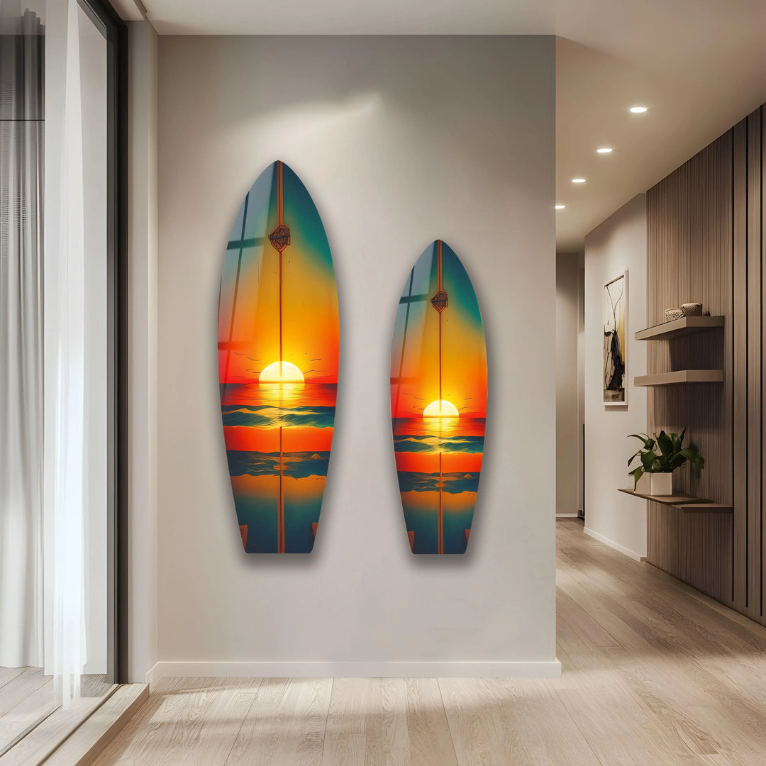 Sunset On The Beach Surfboard Wall Art - MyPhotoStation
