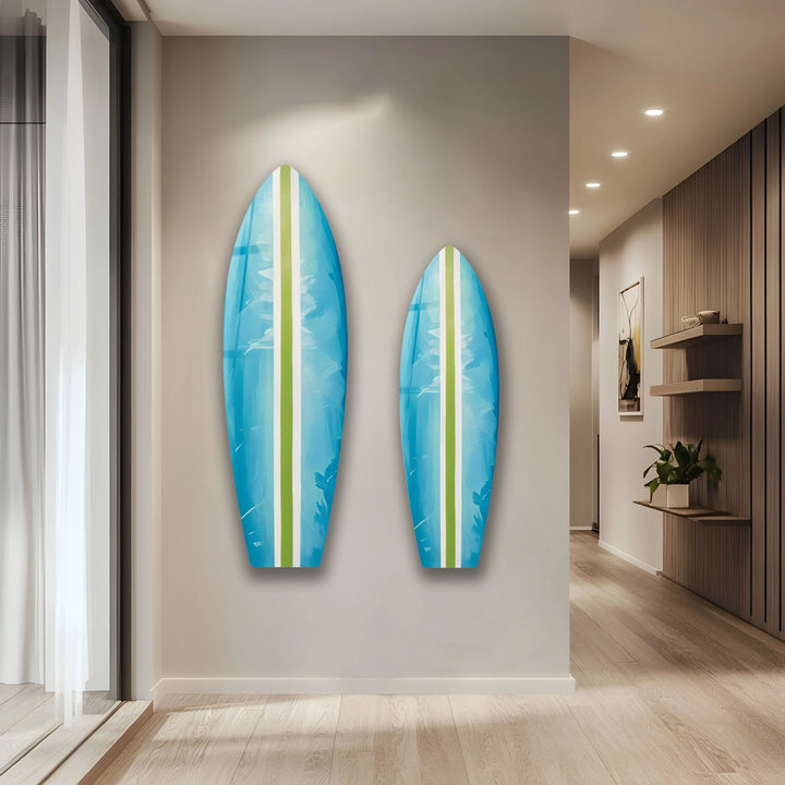 Blue Green Line Surfboard Wall Art - MyPhotoStation