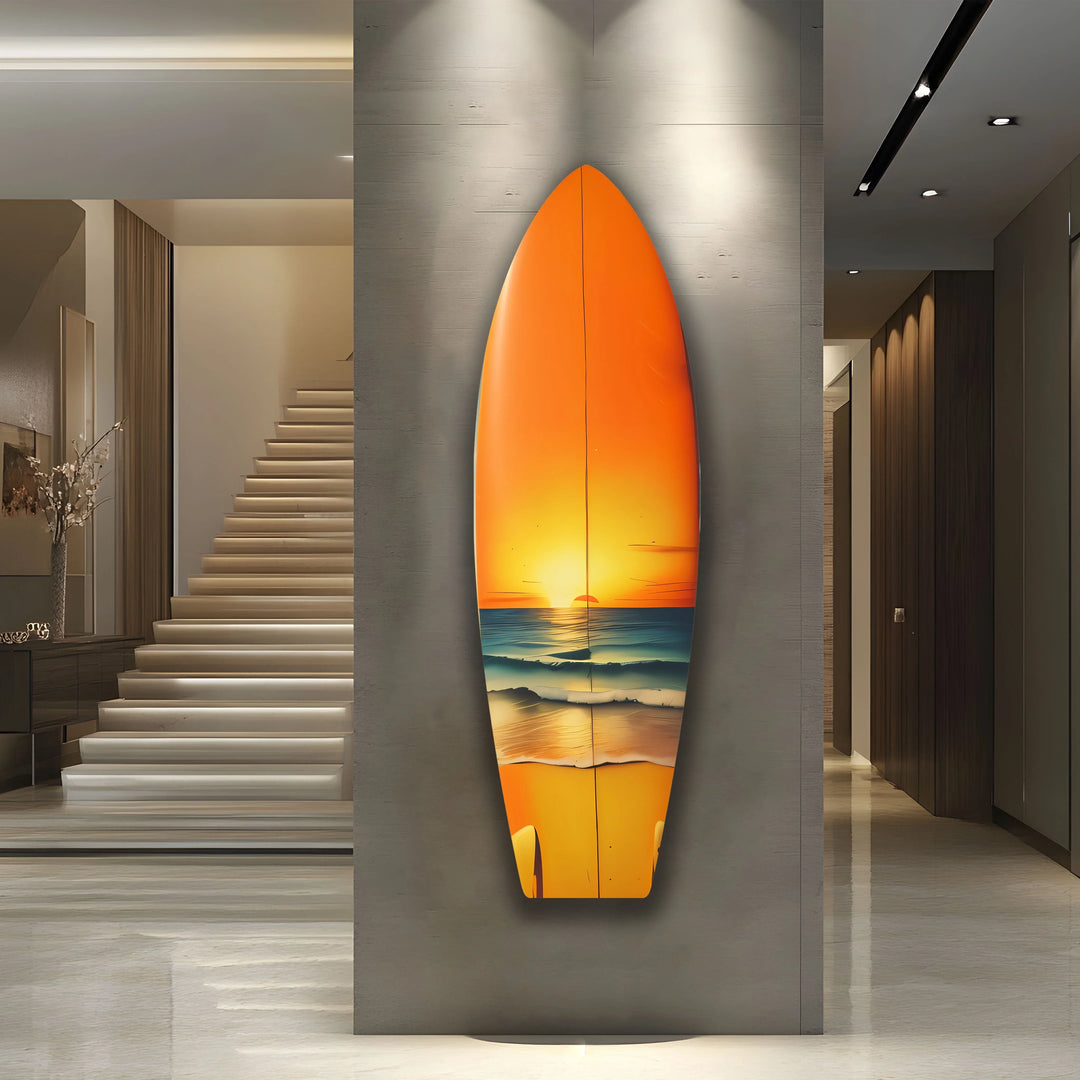Golden Sunset Surfboard Wall Art – Coastal Beach Decor - MyPhotoStation