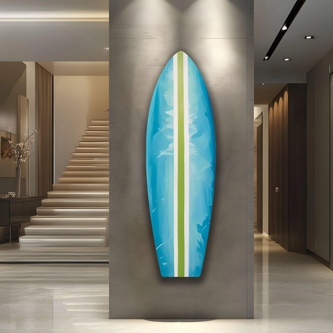Blue Green Line Surfboard Wall Art - MyPhotoStation