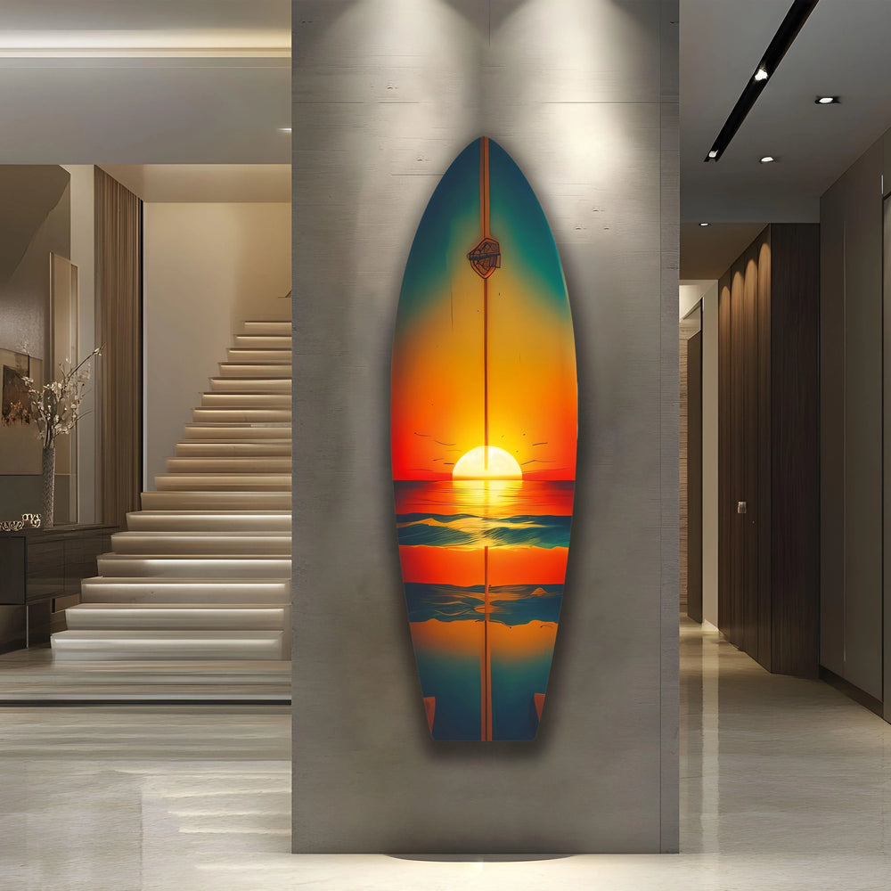 Sunset On The Beach Surfboard Wall Art - MyPhotoStation
