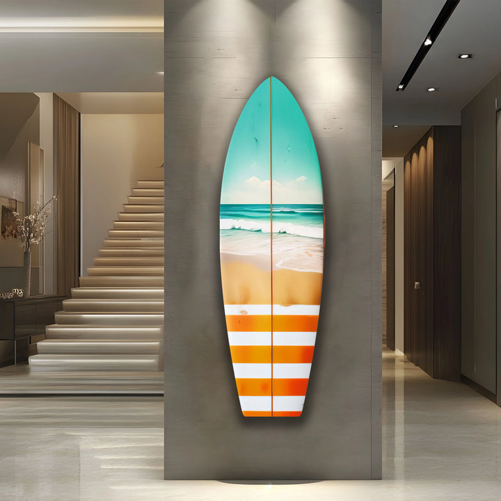 Striped Surfboard Wall Art – A Coastal Decor Statement - MyPhotoStation
