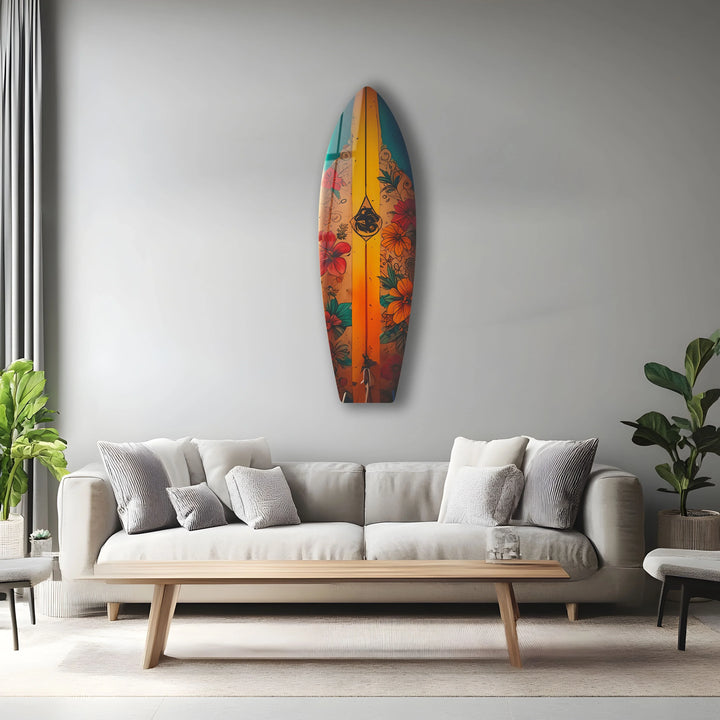 Botanical Vintage Surfboard Wall Art - MyPhotoStation