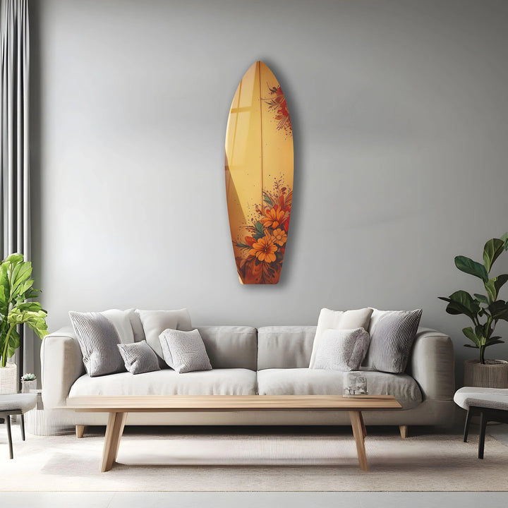 Flower Beige Surfboard Wall Art - MyPhotoStation