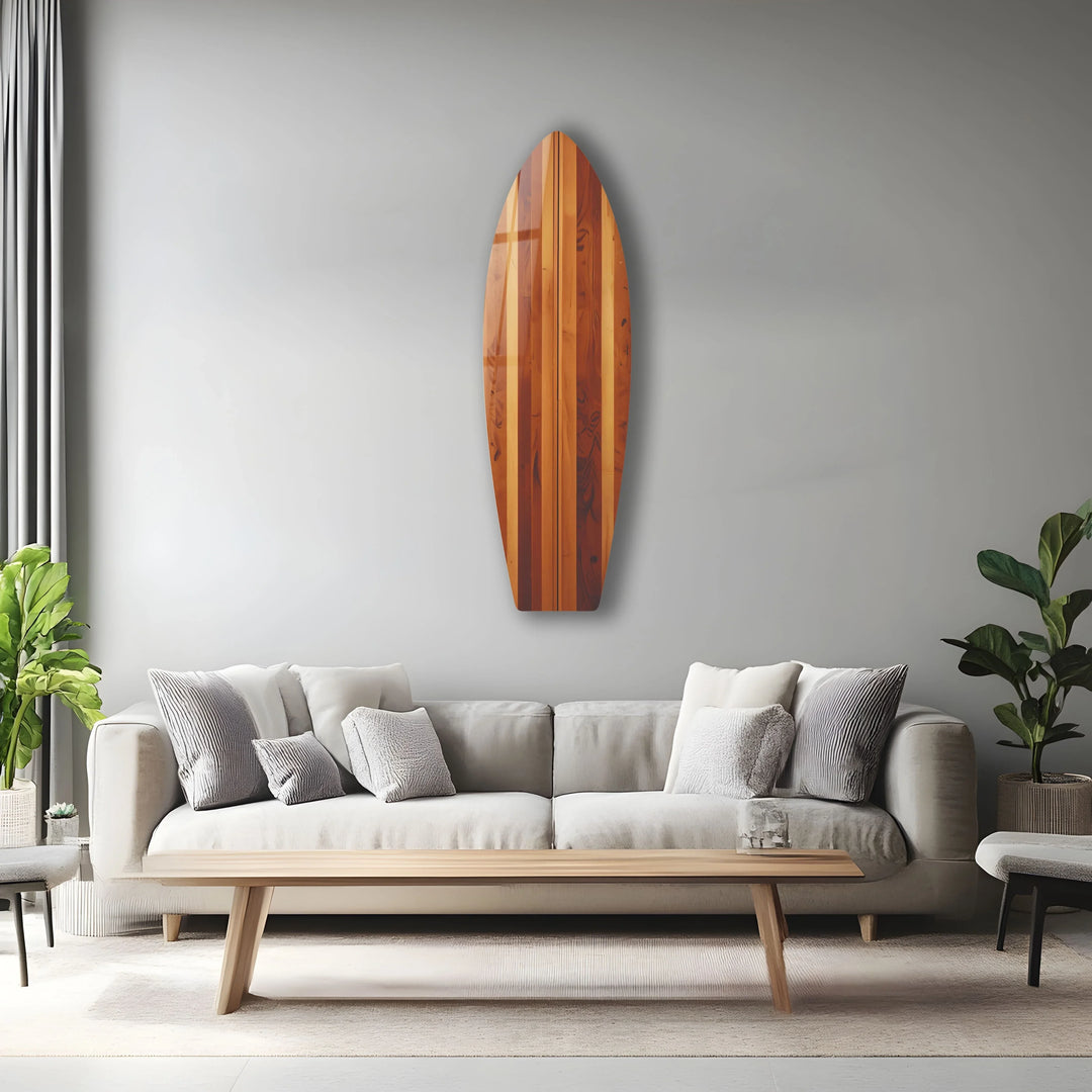 Brown Beige Wood Details Surfboard Wall Art - MyPhotoStation