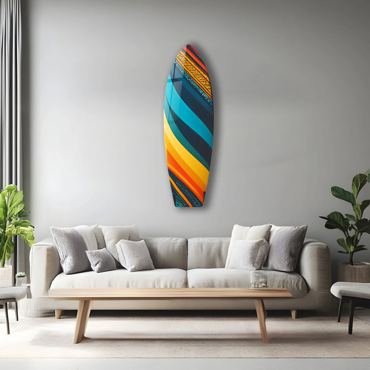 Blue Orange Art Surfboard Wall Art - MyPhotoStation
