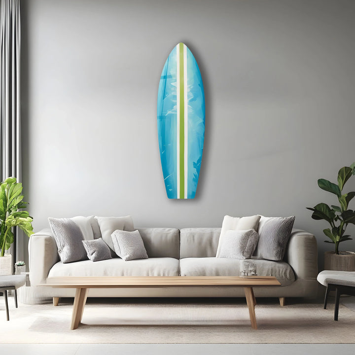 Blue Green Line Surfboard Wall Art - MyPhotoStation