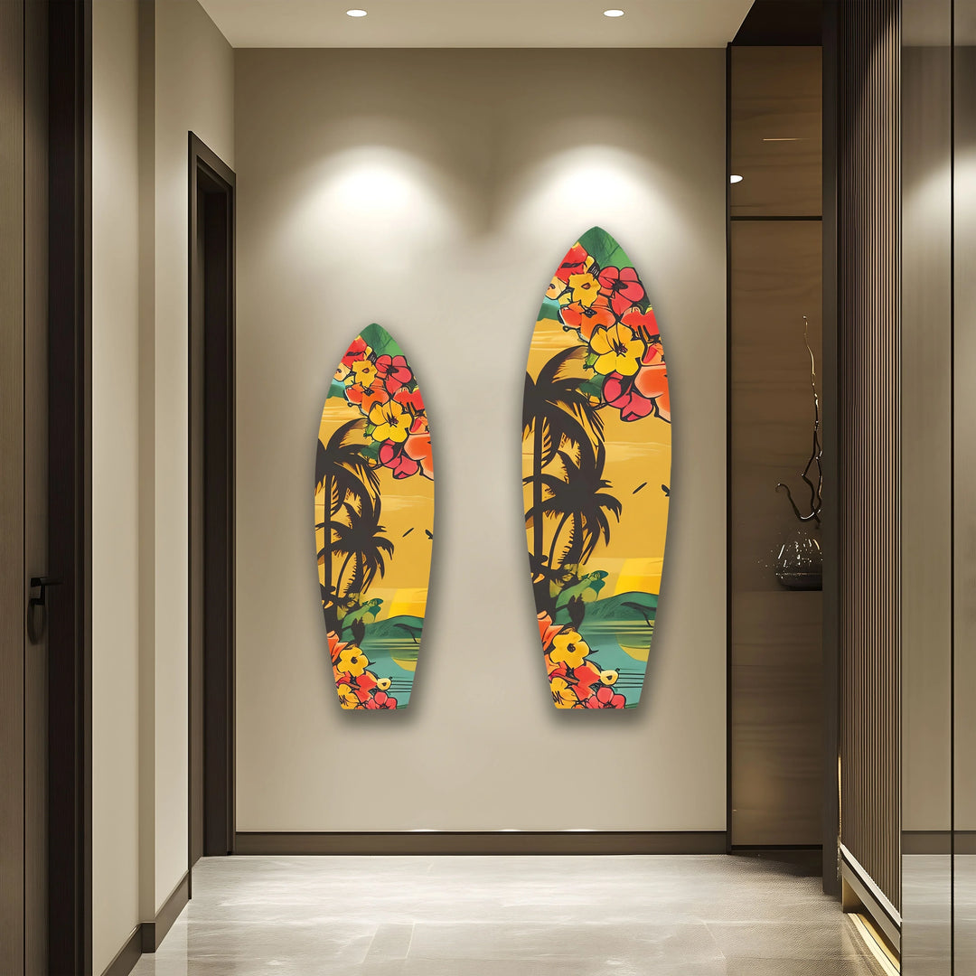 Palm Trees & Flowers Surfboard Wall Art - MyPhotoStation