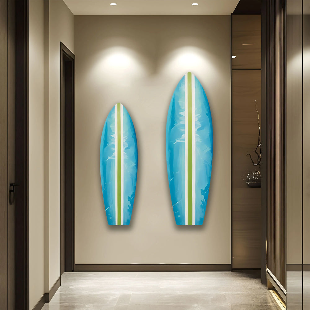 Blue Green Line Surfboard Wall Art - MyPhotoStation