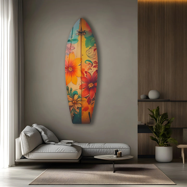 Red & Blue Flowers Surfboard Wall Art - MyPhotoStation