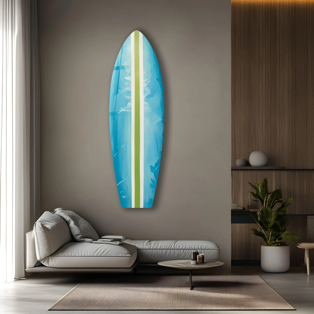 Blue Green Line Surfboard Wall Art - MyPhotoStation