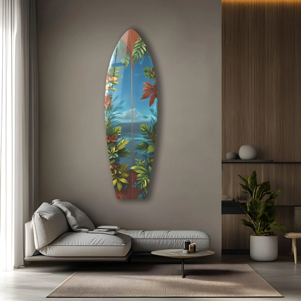 Tropical Jungle Surfboard Wall Art – Exotic Coastal Decor - MyPhotoStation